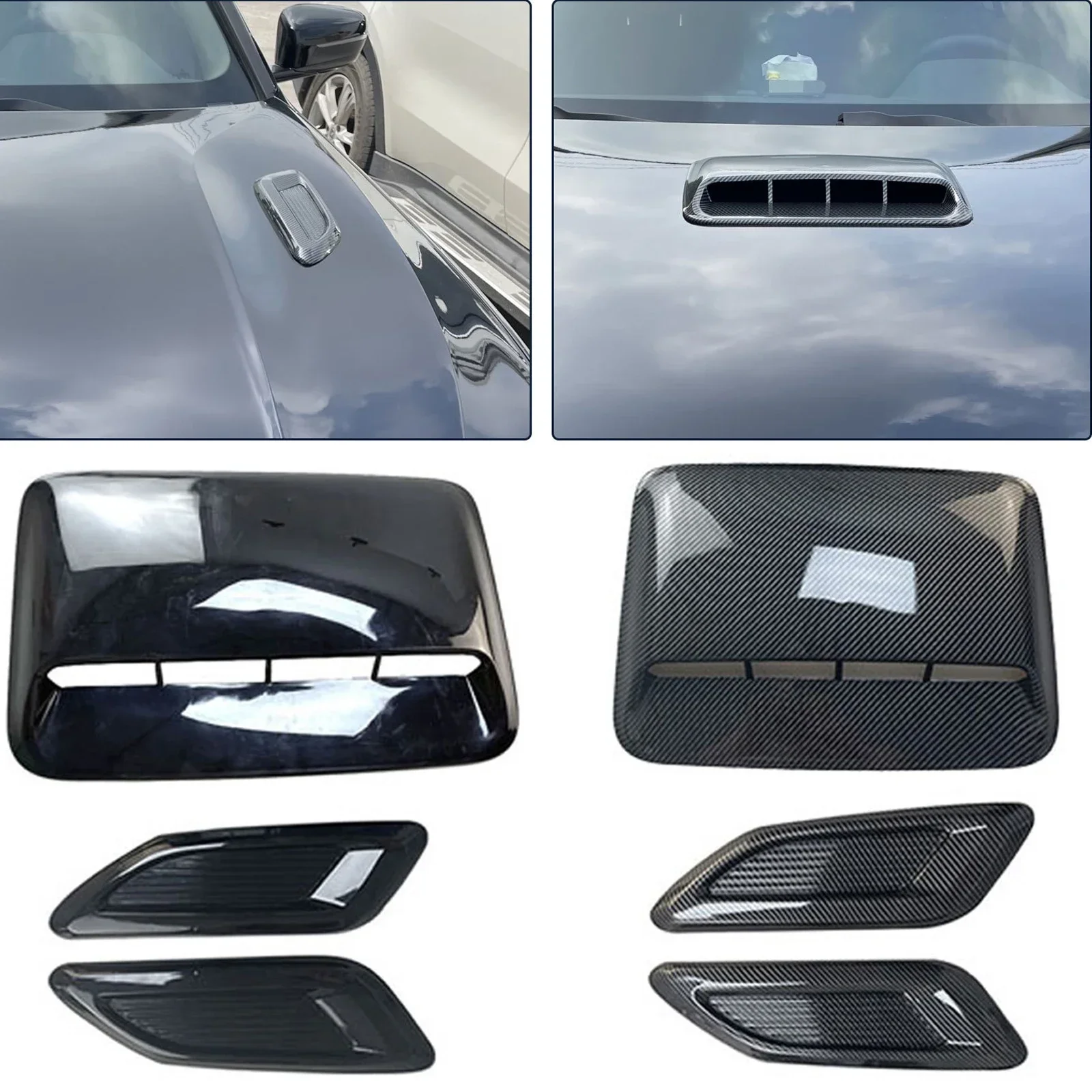 Universal Car Air Flow Intake Hood Scoop Vent Bonnet Decor Cover Center Side Air Outlet Hood Auto Exterior Accessories