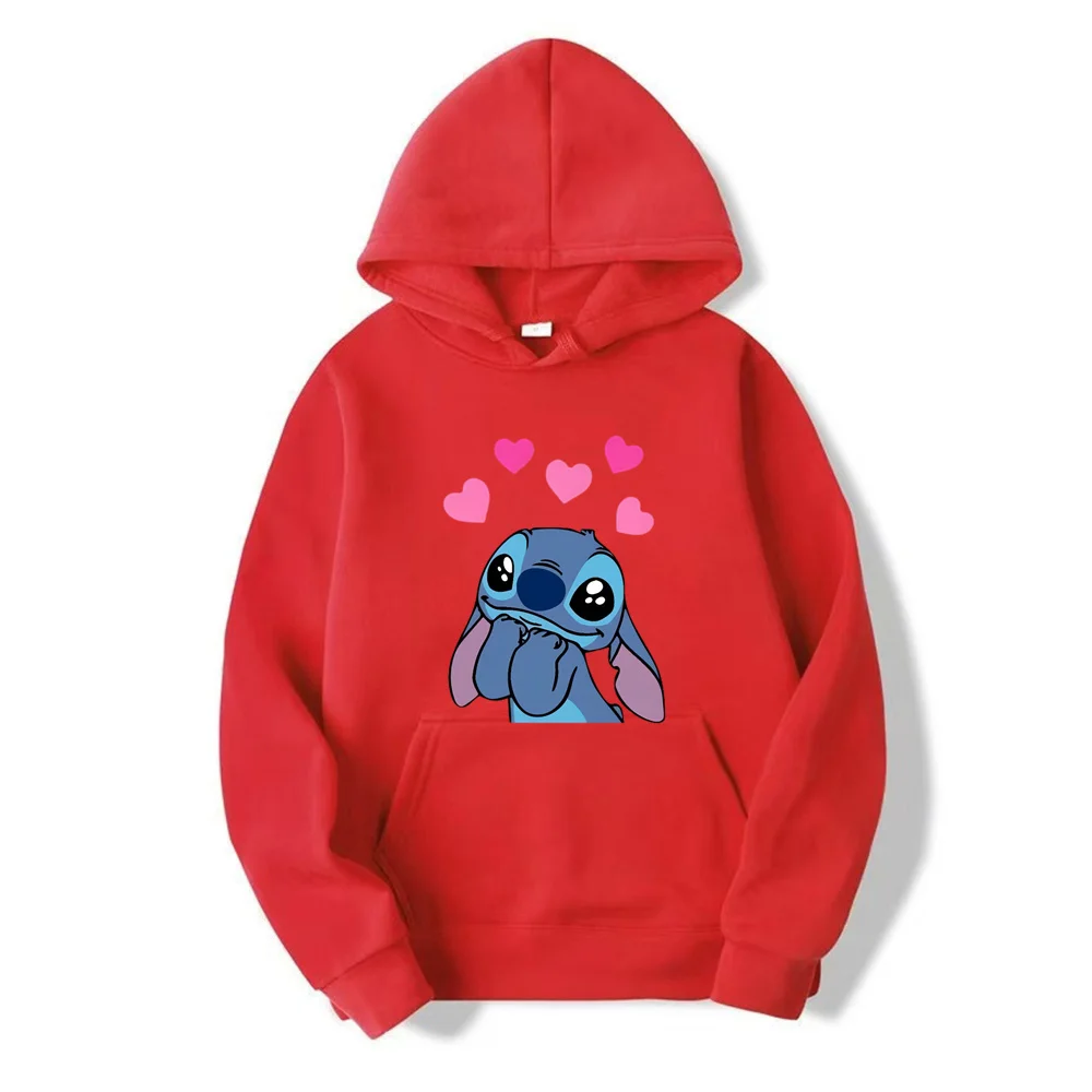 New Disney Stitch Cartoon Anime Women Pullover Spring Autumn Men Oversized Hoodie Casual Couple Sweatshirt Clothes Tops Hot Sale