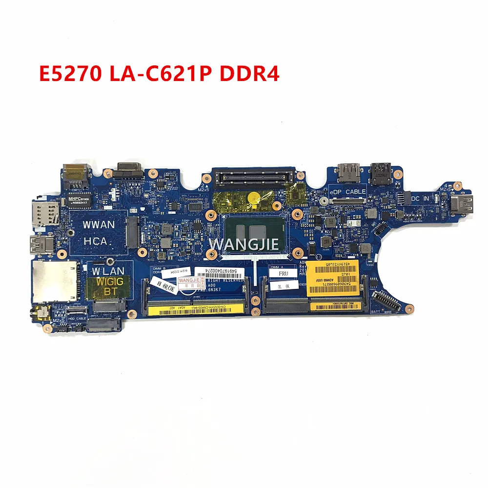 ADM60 LA-C621P For Dell Latitude E5270 Laptop Motherboard SR2F0 I5-6300U CPU DDR4 CN-0DV5YH 0DV5YH DV5YH MAIN BOARD