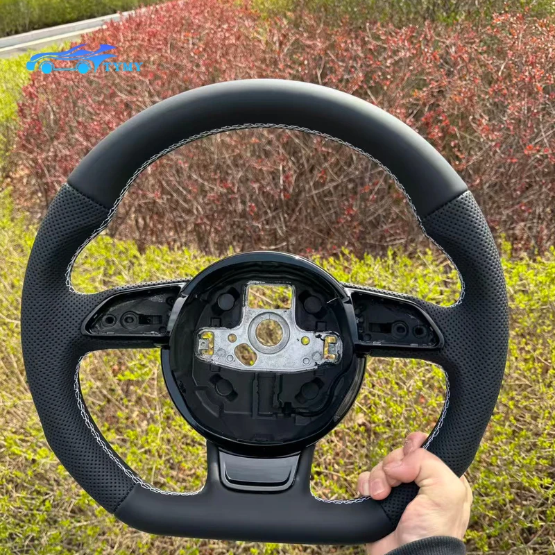 Für Audi A3 8V, A4 B8.5, A5 B8.5, Q3 8U, Q5 8R, Umbau zu einem Sportlenkrad mit abgeflachtem Boden, bloßes Lenkrad, weiße Nähte