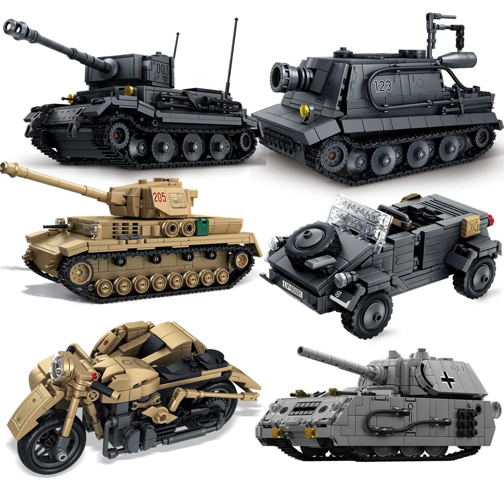 

WW2 Military Army Soldiers World War 2 Armored Vehicle Main Battle Tank Building Blocks Bricks Kids Toys Christmas Gift