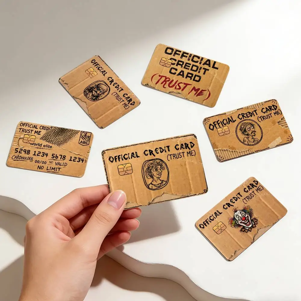 Funny Weird Cardboard Trust Me Creative Bank Card Sticker Covers Chip Cards Credit Card Skins Scratch Protection