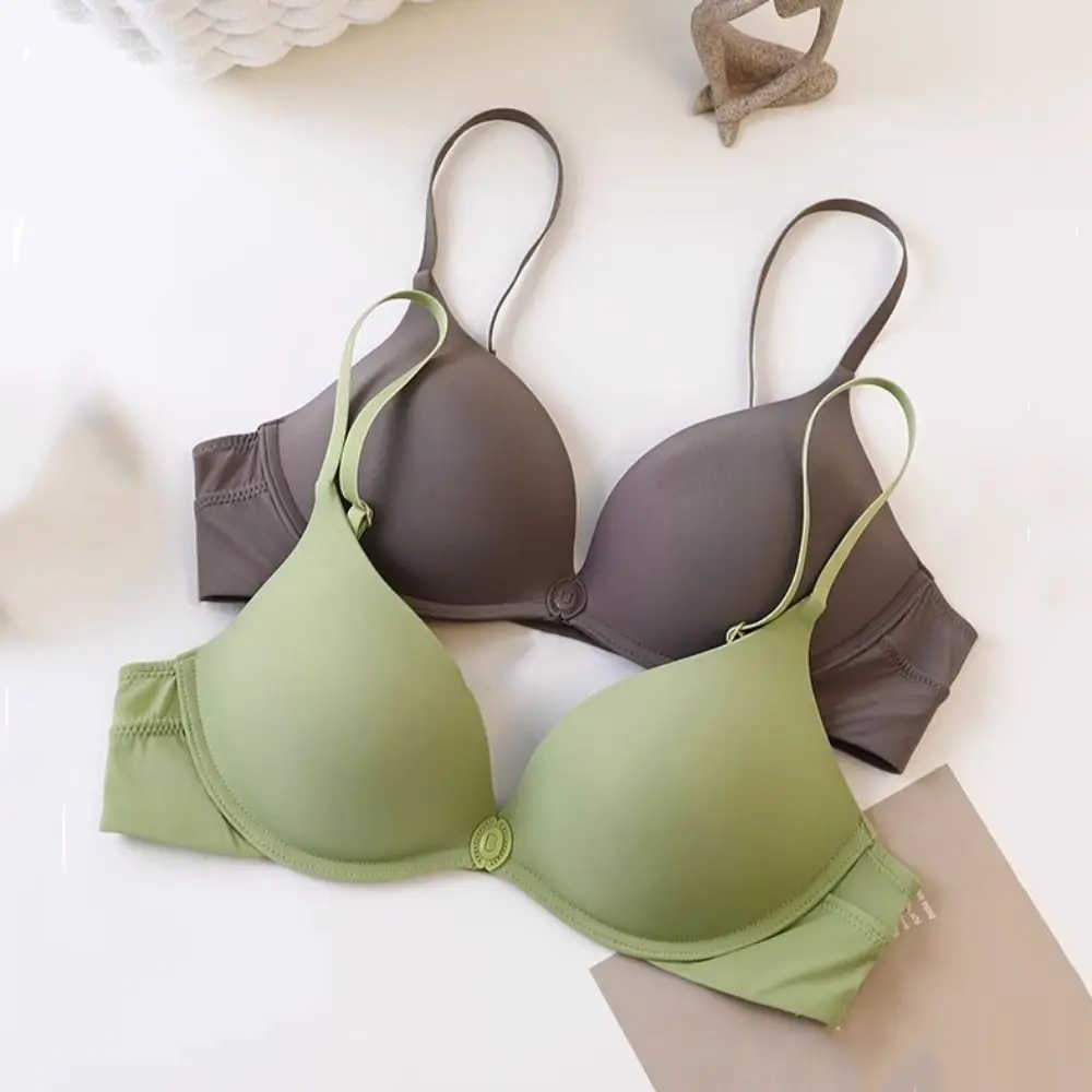 

Comfortable Front Button Push Up Bra Shockproof Wireless Seamless Underwear Lingerie Intimates Deep V Bra Summer