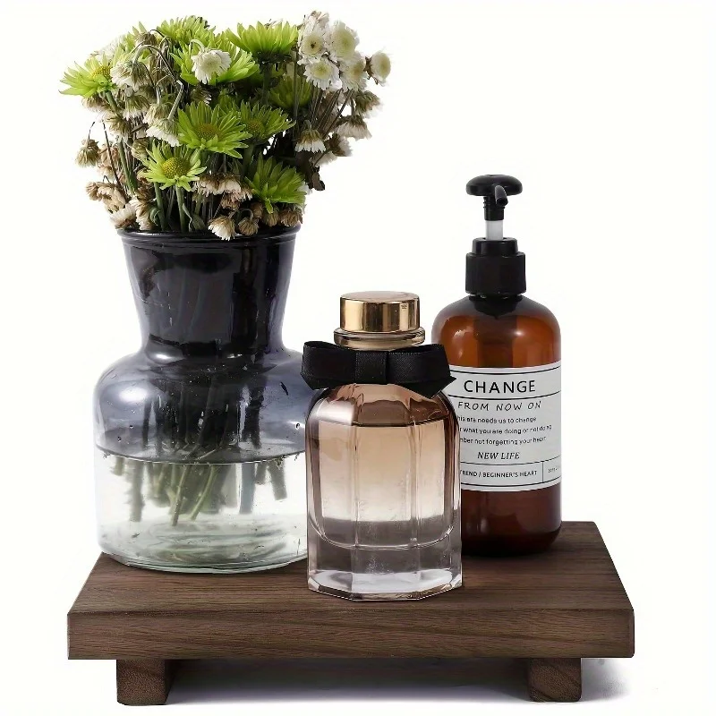 1 قطعة صينية الحمام الخشبية الركيزة حامل ديكور الحمام ديكور خشبي الناهض المطبخ حامل أطباق الصابون لعداد الغرور