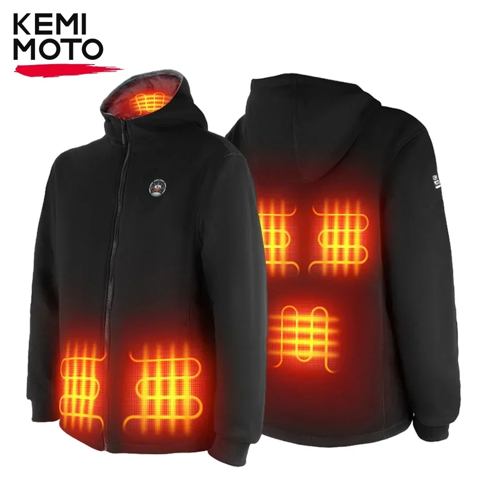 

KEMIMOTO Winter Hoodie Men's Heated Warm Jacket 6 Heating Areas 20000mAh Battery Motorcycle Riding Skiing Hiking Outdoor Sports