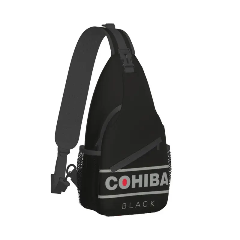 Charutos cubanos Cohiba logotipo mochila crossbody sling para homens, saco de ombro legal para acampar, ciclismo