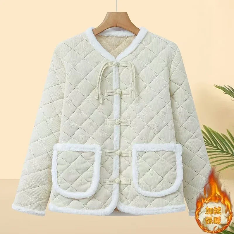 

New Cotton Coat Jacket Plus Velve Thick Chinese Style Fashionable Mother Warm Thick