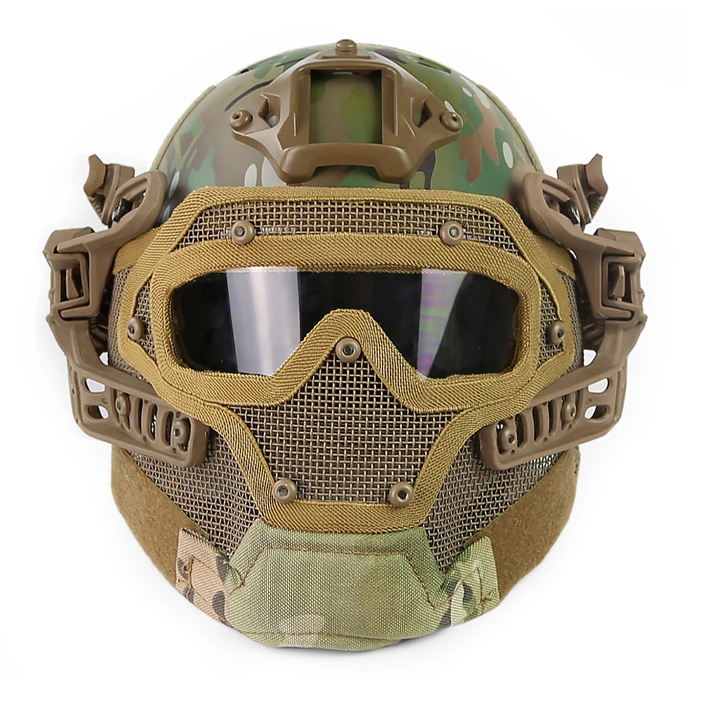 

Tactical Helmet Steel Mesh Mask Integrated Paintball Wargame Full Protection Airsoft Helmet Outdoor Hunting Riding Safety Gear