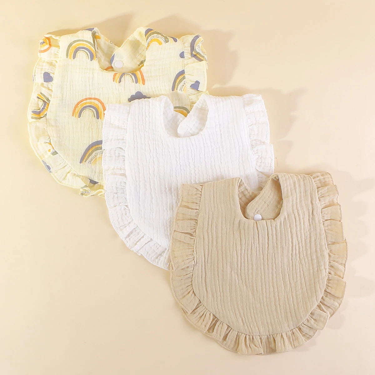 

3pcs/Set Korean Style Baby Feeding Drool Bib Ruffle Floral Infants Saliva Towel Cotton Bibs Burp Cloths For Newborn Toddler Kid