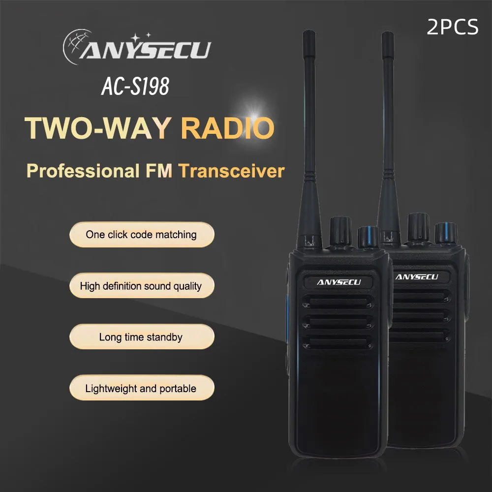 Walkie Talkie Set 2 AC-S198 2w UHF 400-480MHz  with CTCSS / DCS Ham Radio 2200mAh Battery One-Key Frequency Copy