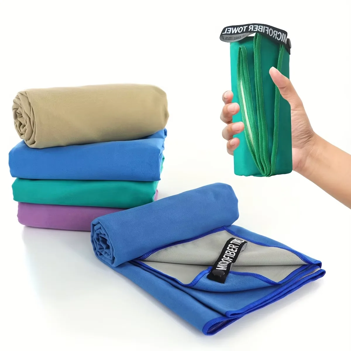 2 Sided Colors Microfiber Towel Quick Dry, Skin Friendly, Lightweight for Fitness, Camping, Beach, Travel