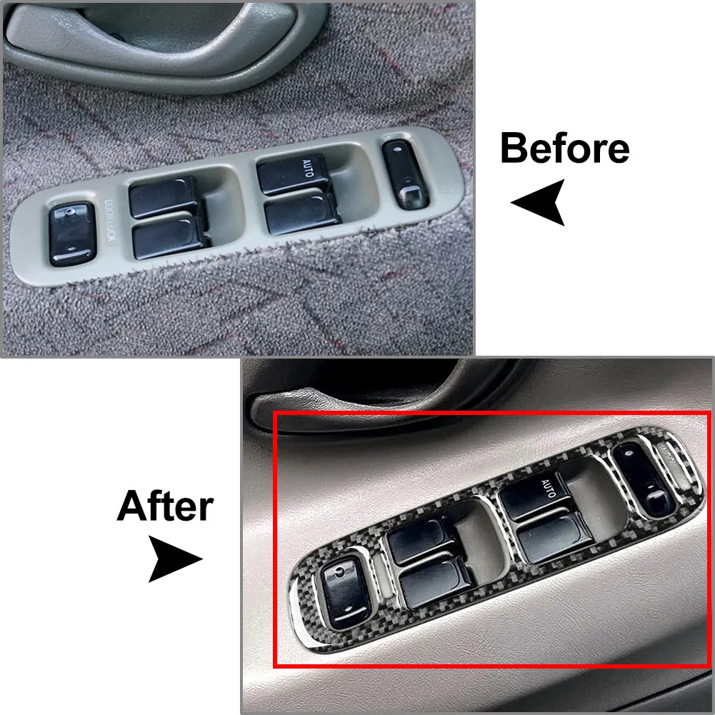 4Pcs Carbon Fiber Pattern Interior Car Window Lift Switch Panel Frame Cover Trim For Suzuki Vitara For Chevrolet Tracker 99-04