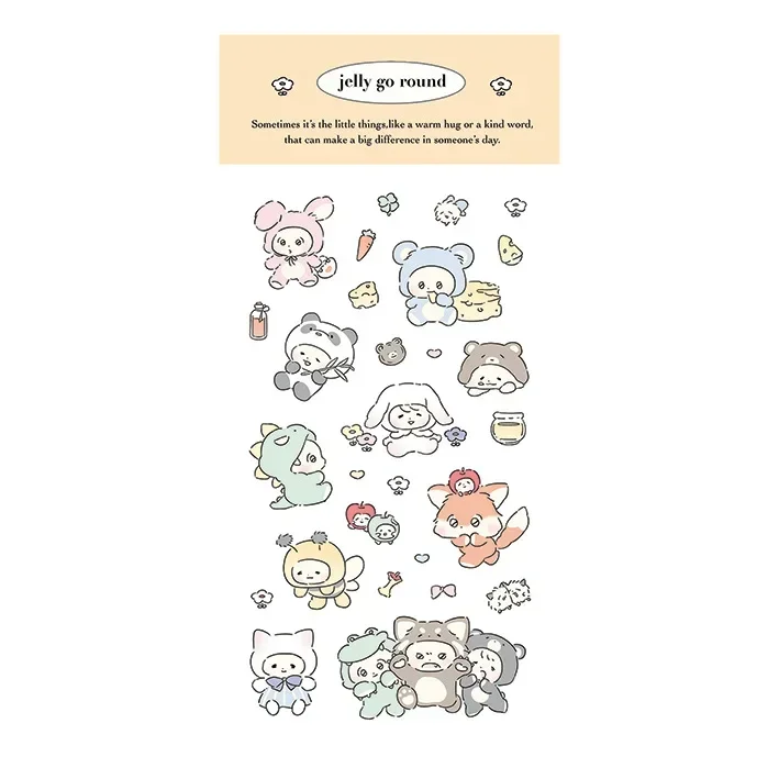 Korean Cute Cartoon Fox Rabbit Goo Card Decorative Sticker