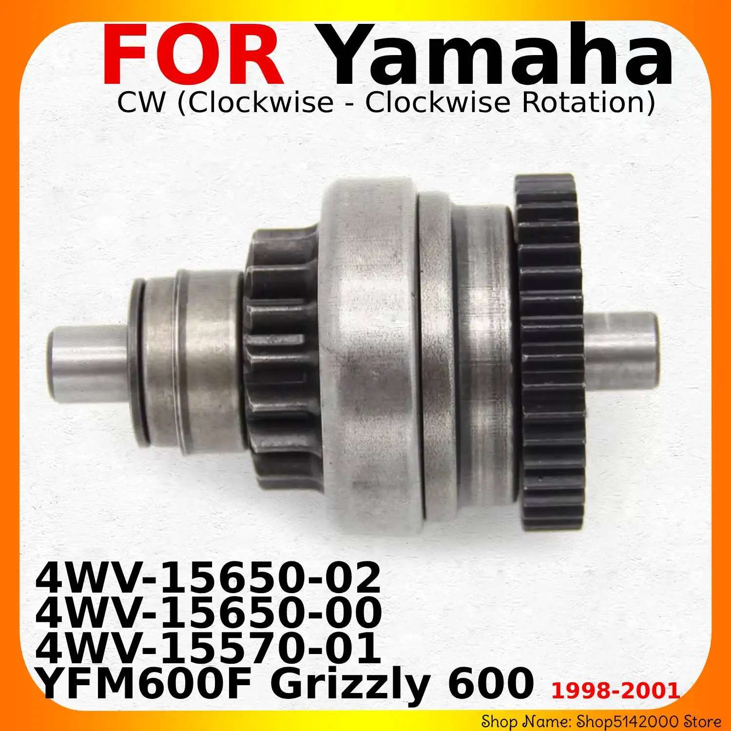 Engranaje de Arranque/Bendix para Motocicleta Yamaha YFM600F Grizzly 600 1998 1999 2000 2001 OEM: 4WV-15650-02 4WV-15650-00