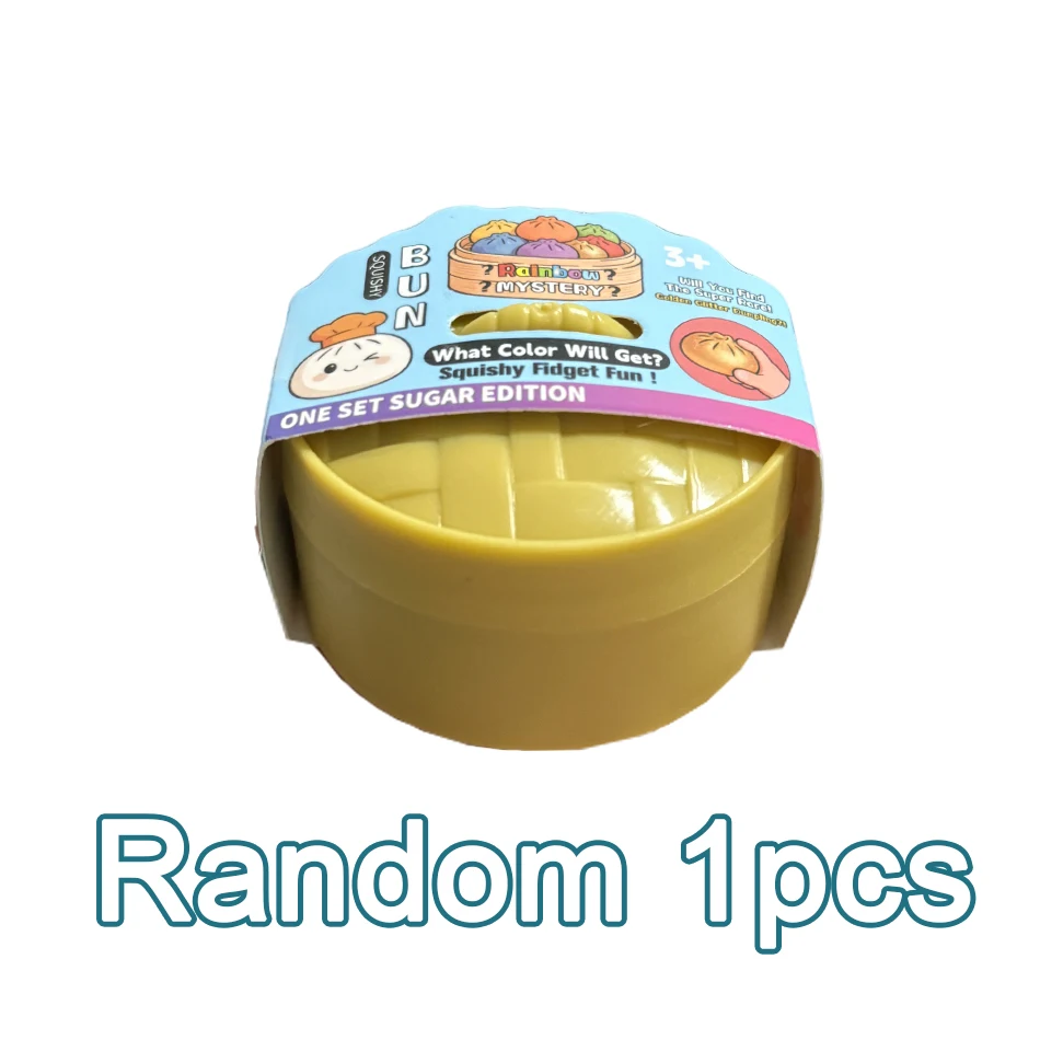 Glitzer-Dumpling-Squishy mit Box: Sensorischer Dampf-Dumpling aus weichem TPR-Teig für Dekompression, Fidget-Spielzeug, Stressabbau-Geschenk