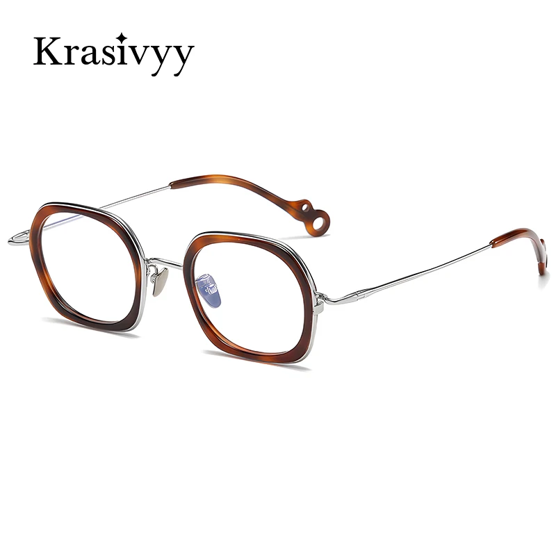 Krasivyy Small Titanium Glasses Frames Women Irregular Shapes Acetate Prescription Eyeglasses Frame Men Brand Optical Eyewear