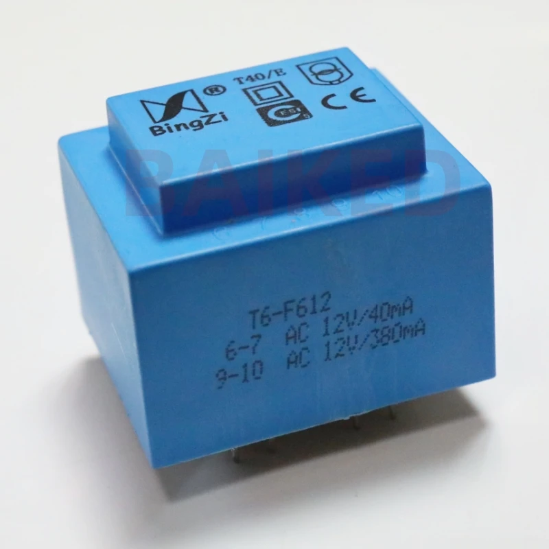 

BingZi T40/E T6-F612 6-7 AC 12V/40mA 9-10 AC 12V/380mA 1-5 AC220V/50HZ DIP-6 Custom transformer