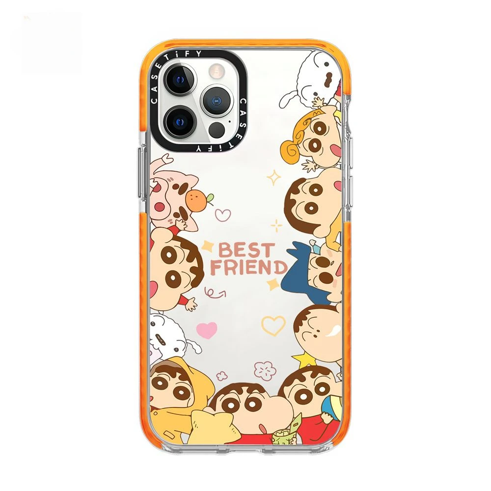 Cartoon Crayon Shin-chan Surround IPhone Case Kawaii Anime All-inclusive Soft Case for IPhone16 15pro Max13 12 Girly Heart Gift