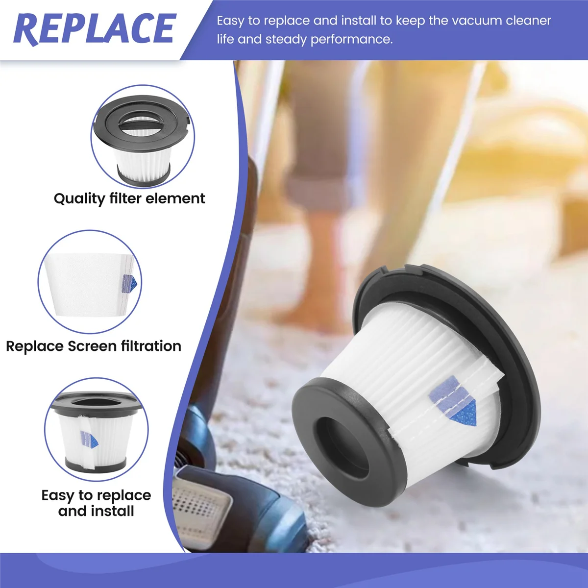 M14K5Pcs Сменный фильтр Hepa для Dibea C17 T6 T1, детали беспроводного пылесоса