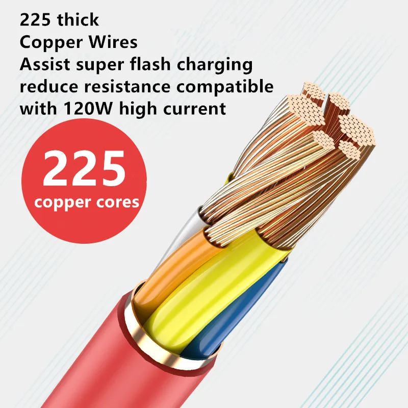 120W 6A Super Fast Charging Cable Usb Type-C Data Cable for Huawei P30 P40 Pro Xiaomi Poco Usb-Type-C Charger Data Cable