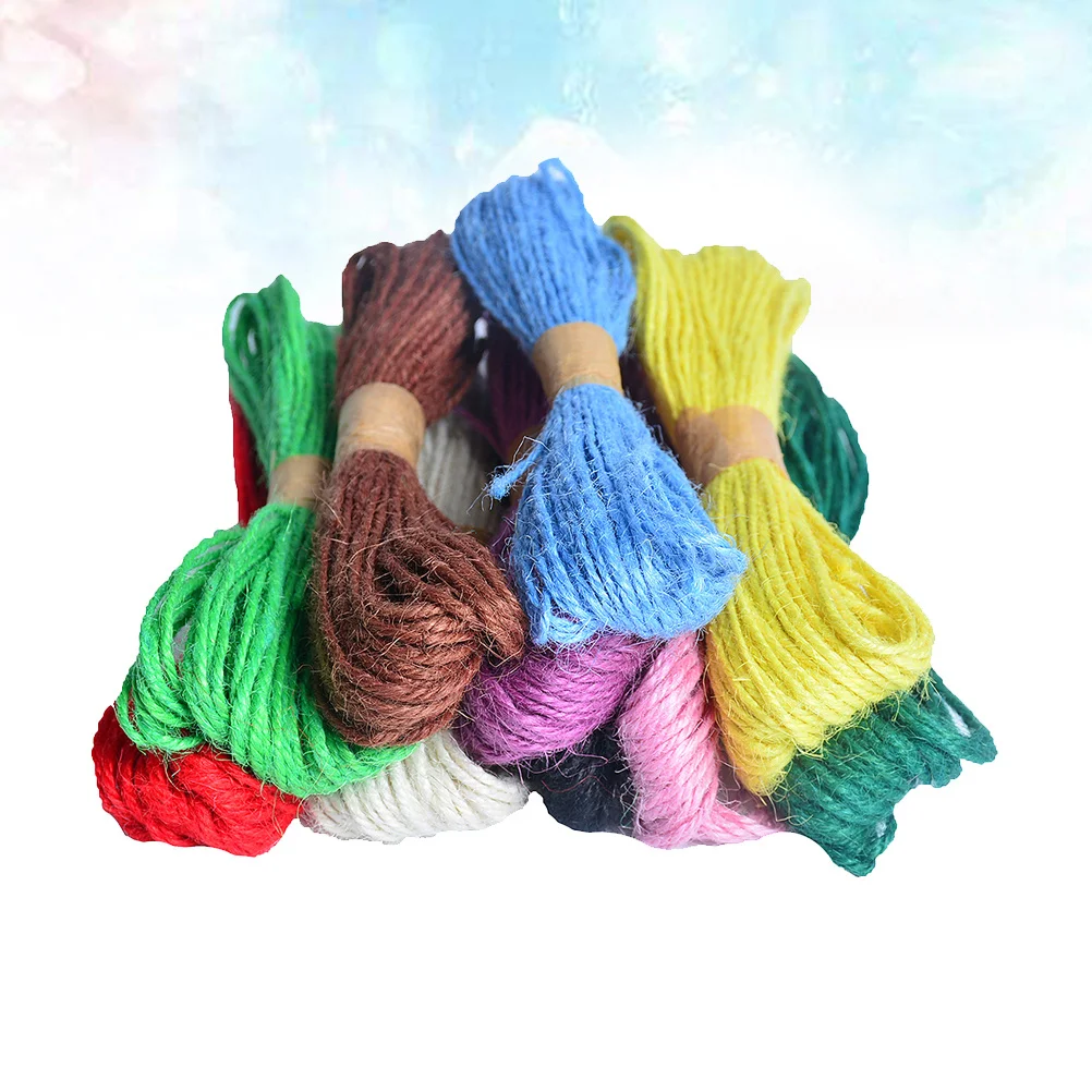 

12pcs Jute Twine Handmade Craft Rope For Diy Colorful Jute String Wedding Decor Knitting Cord Colorful String Gift Supply
