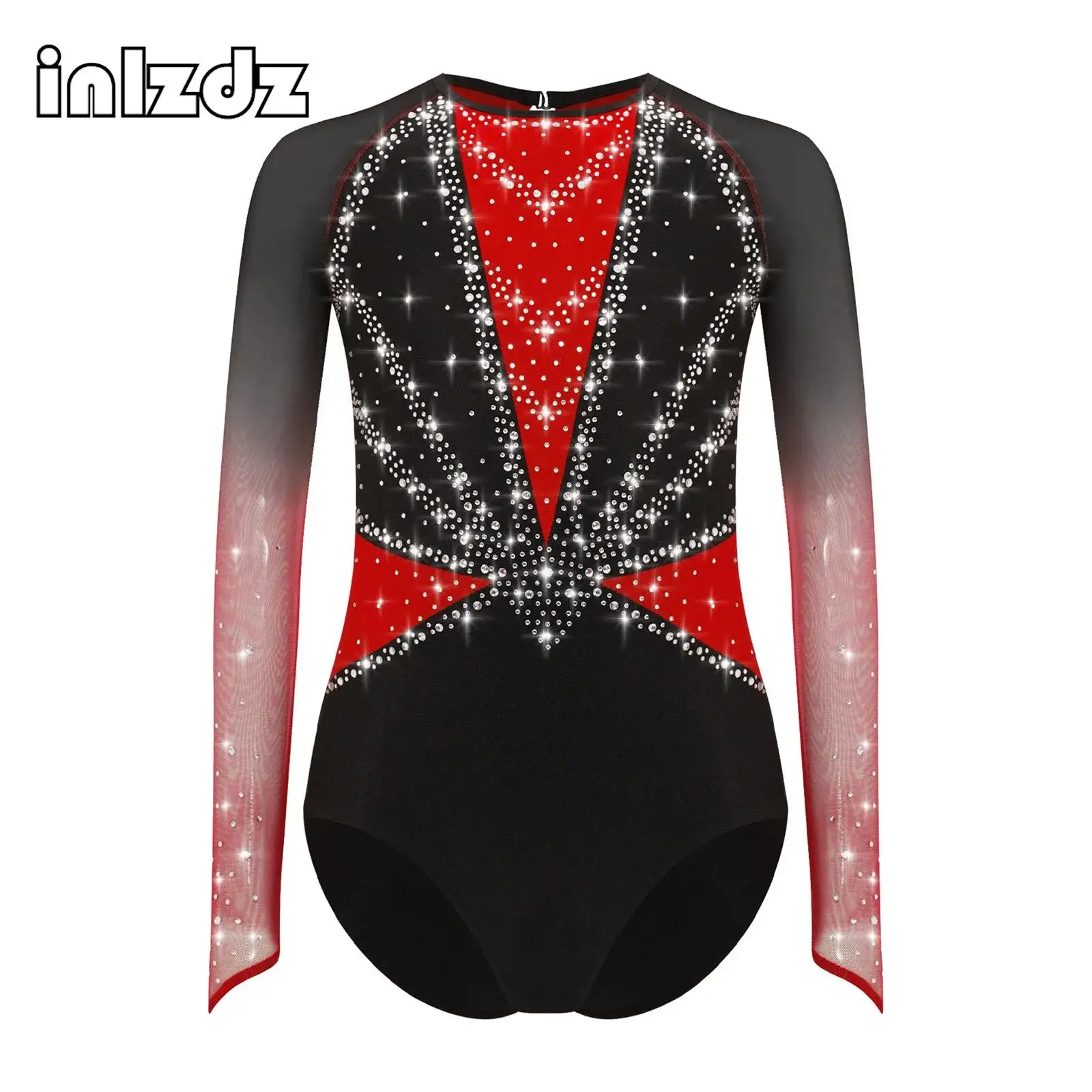 

Kids Girls Rhythmic Gymnastics Ballet Dance Unitard Leotard Acrobatics Skating Performance Costume Sparkly Rhinestones Leotard