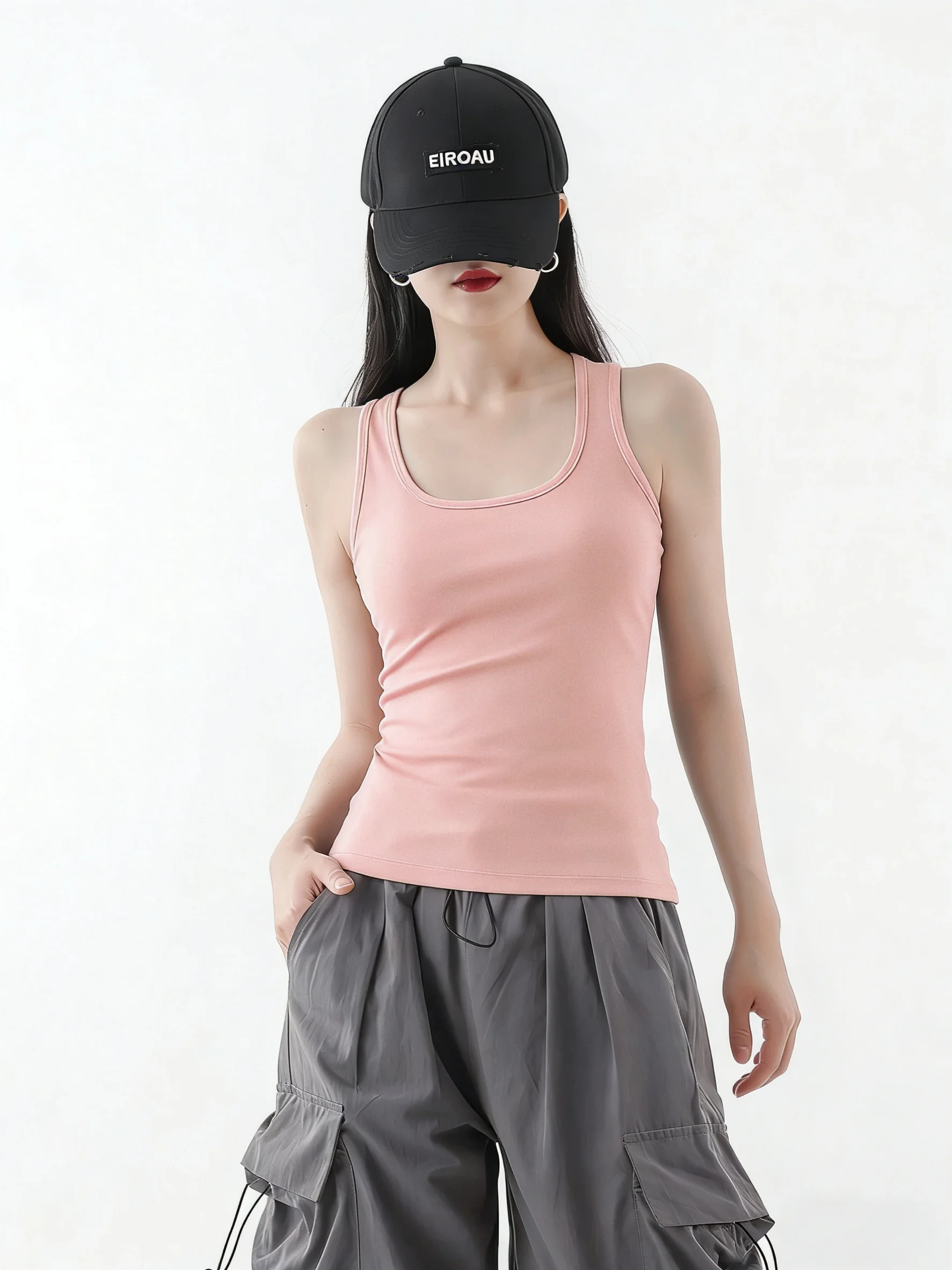 95 Cotton Tank Top Women's Large Size Slim Fit Sports Sleeveless U-Neck Casual Style Inner Wear Outer Wear Base Layer