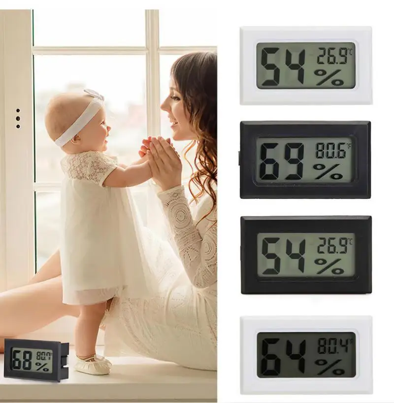 Mini LCD Digital Thermometer Hygrometer Temperature Indoor Convenient Temperature Sensor Humidity Meter Gauge Instruments Cable