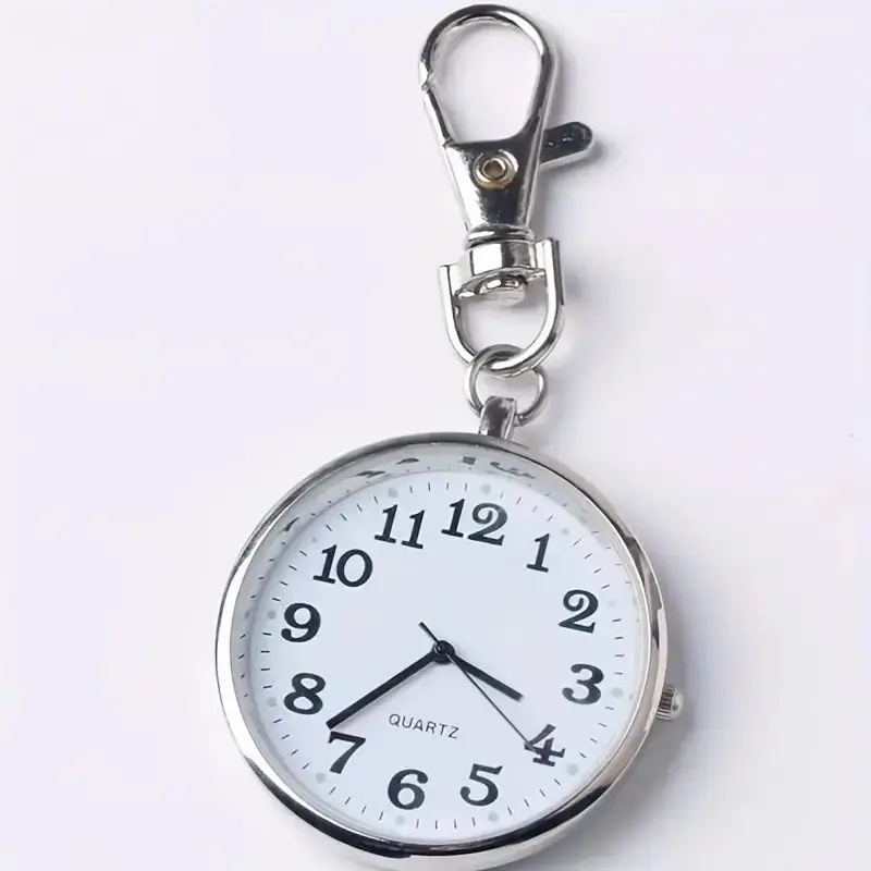 Fashion Mini Keychain Watch Unisex Round Dial Quartz Pocket Watch Portable Nurse Student Keychain Pocket Watch Man Women Gifts