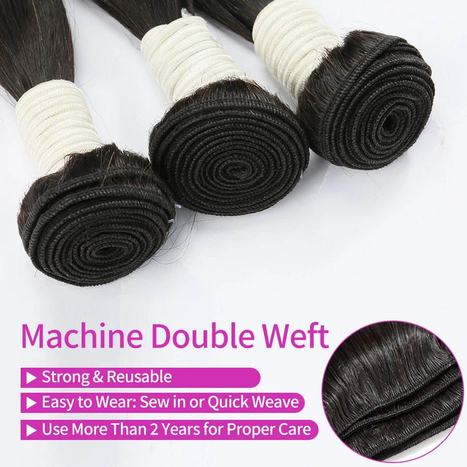 10-32 Inch Bone Straight 100% Weave Human Hair Bundles Raw Hair Extensions Brazilian Natural Black 3 4 Bundle Deals Unprocessed