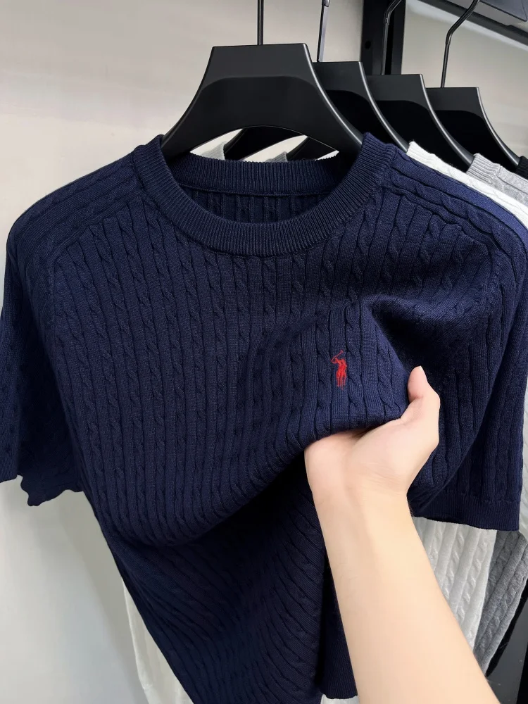 Haut de gamme boutique Knit manches courtes hommes nouvelle mode Designer marque poney brodé été Cas