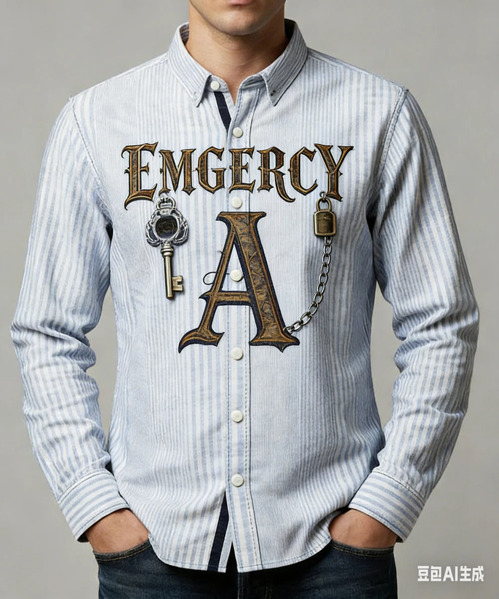 Men's White Linen Long-Sleeve Shirt with Personalized Letter High-Definition Print Stretch Fabric Business Casual Men's Clothing