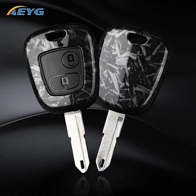 ABS Carbon Fiber Car Key Case Cover For Peugeot 106 107 206 207 306 307 406 407 For Citroen C1 C4 Protector Fob Accessories