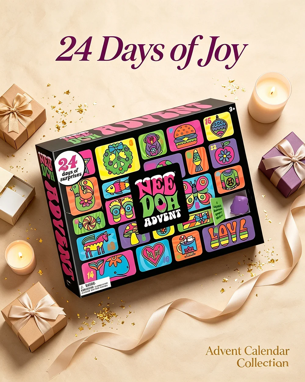 Surprise Squishy Blind Box, Needoh Advent Calendar, 24 Days Countdown Stress Relief Fidget Toys, New Year Advent Calendar Gift