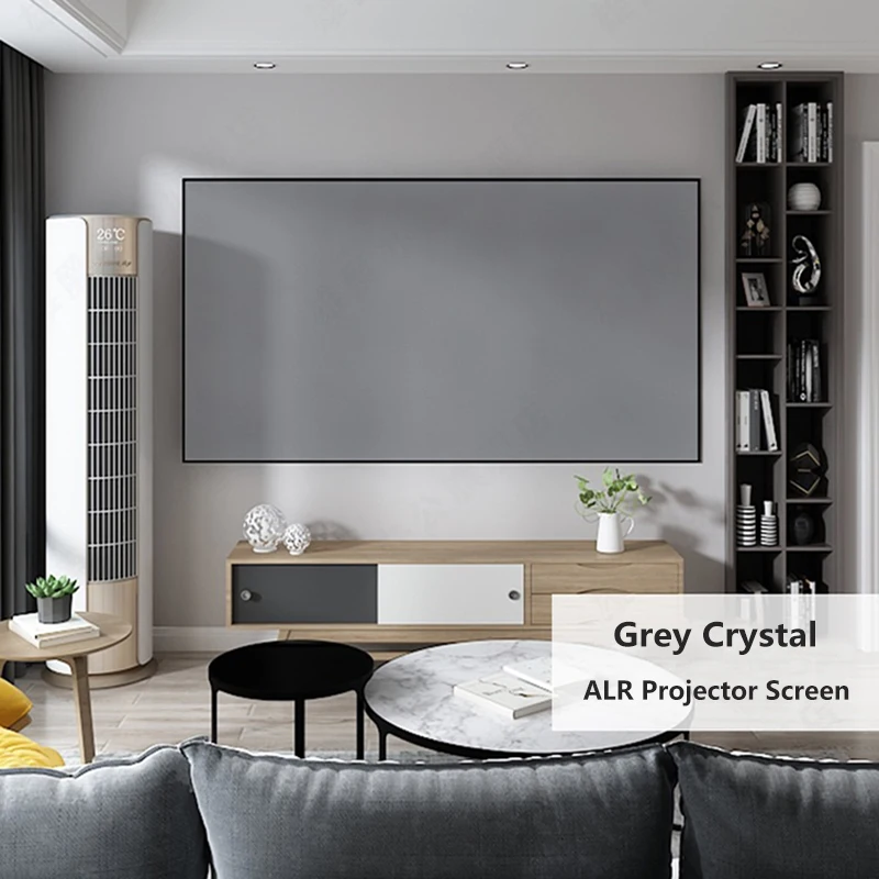 

Grey Crystal ALR Projection Screen 100 Inch Ambient Light Rejecting Fixed Frame 1cm Bezel Frame scree for Home Theatre Projector