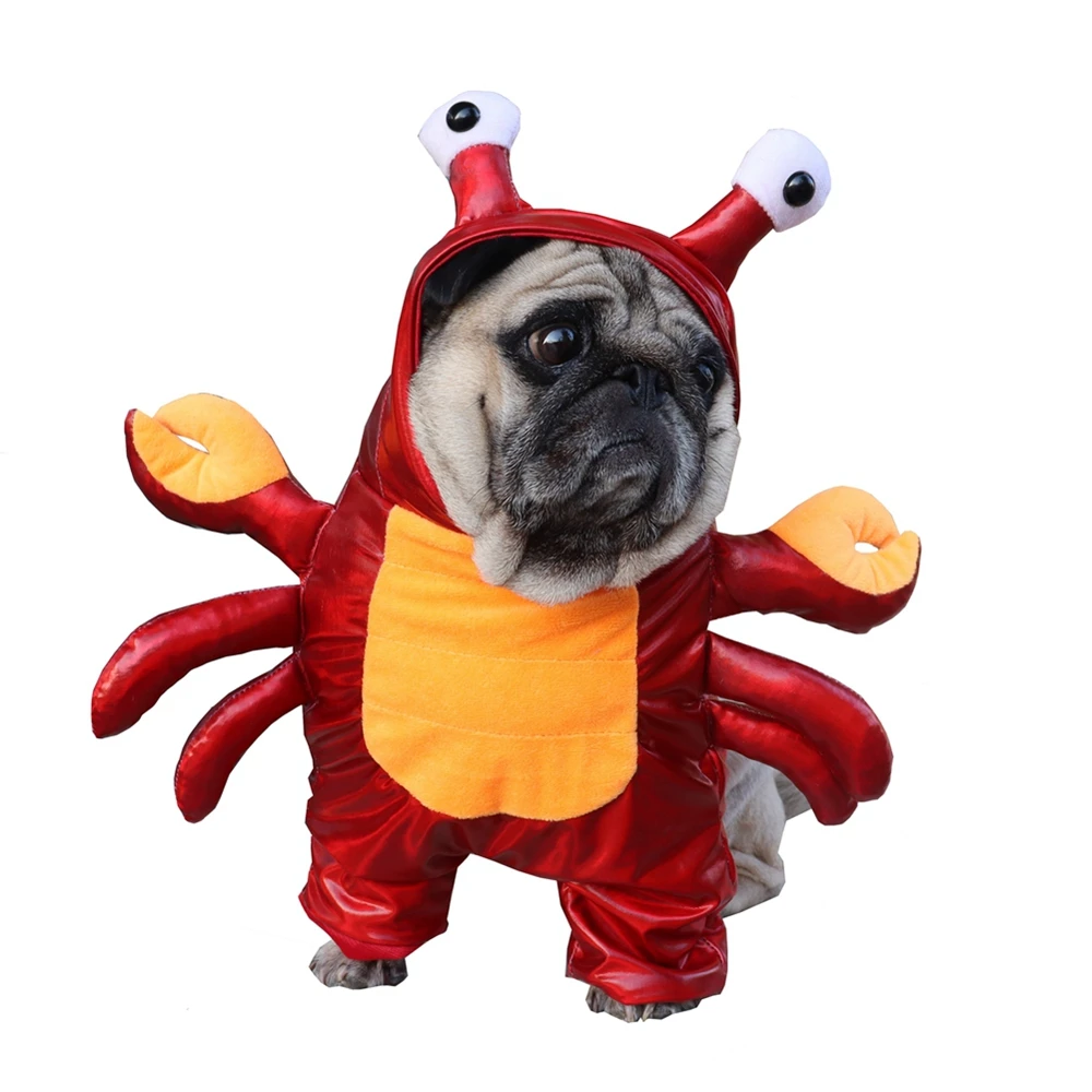 Funny Pet Costume Clothes Suit For Cats Dogs Cute Red Crab Costumes Cosplay Halloween Comical Outfits Novelty Dog Clothing