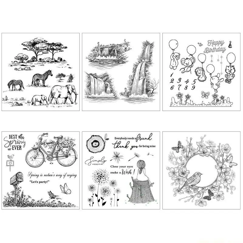 QX2E Garland for Butterfly Bird Clear Silicone Stamp Decorative Wreath Rubber Seal Stamp for DIY Scrapbook Journal Embellishm