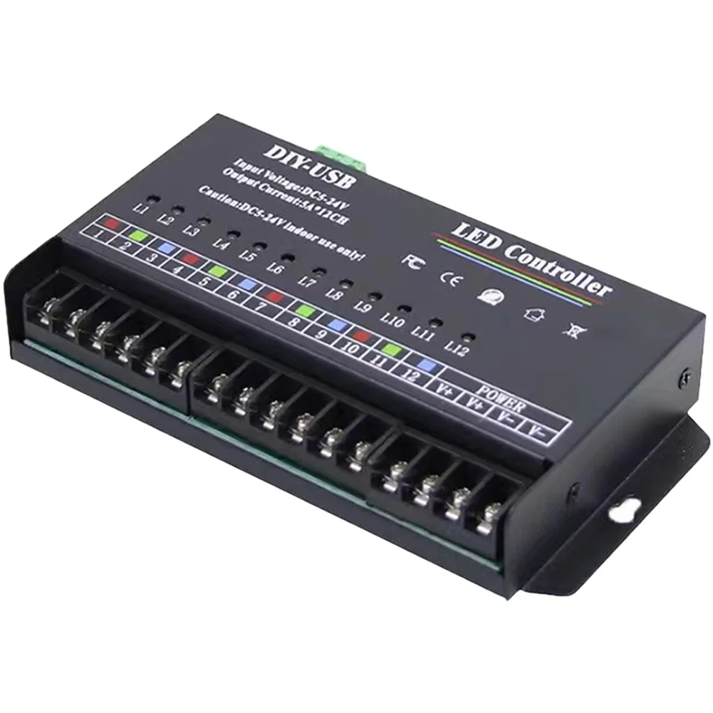 60a 12 Channel Programmable LED Controller Dimmer For RGb Monochrome Strip Light DC5-24V USB DIY Lighting Module Accessory