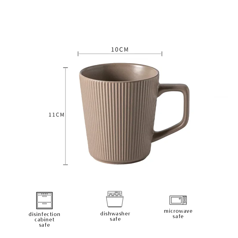 Ceramic Coffee Cups Nordic Style Espresso Cup Creative Relief Stripe Juice Milk Mug Breakfast Oat Jar for Coffee and Tea Tools