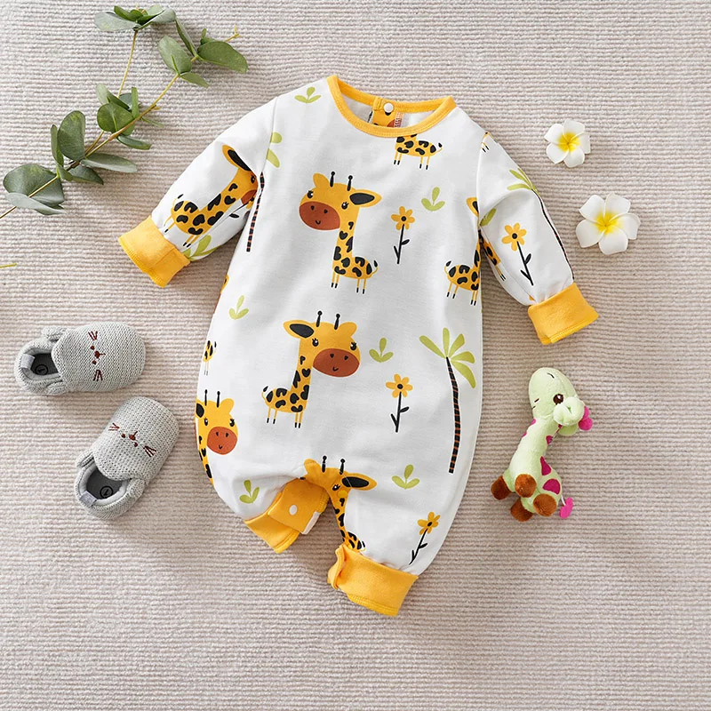 

Full Print Cute Giraffe bodysuit 0-18Months Boys and Girls Baby Long-Sleeve Romper 2025 Newborn baby clothes Spring and Autumn