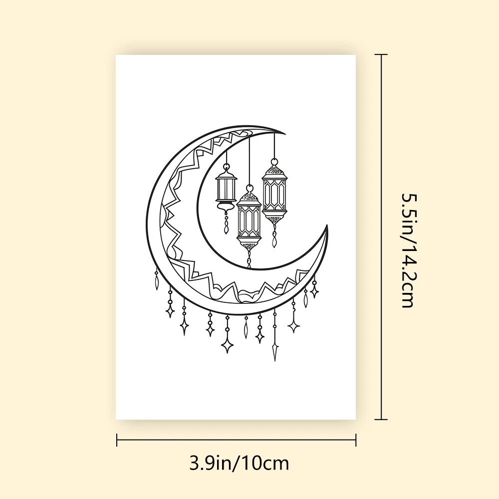 32pcs, Eid Doodle Colouring Cards, DIY Colouring Cards, Eid Painting Cards, Moon, Stars, Lanterns Family and Party Activities