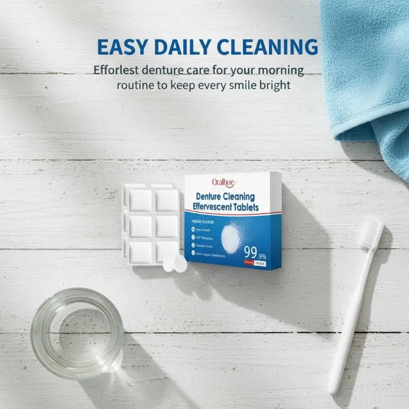 

Таблетки для чистки зубных протезов для ежедневного использования, гранулы для гигиены полости рта, легкое удаление пятен, удобно для дома и путешествий