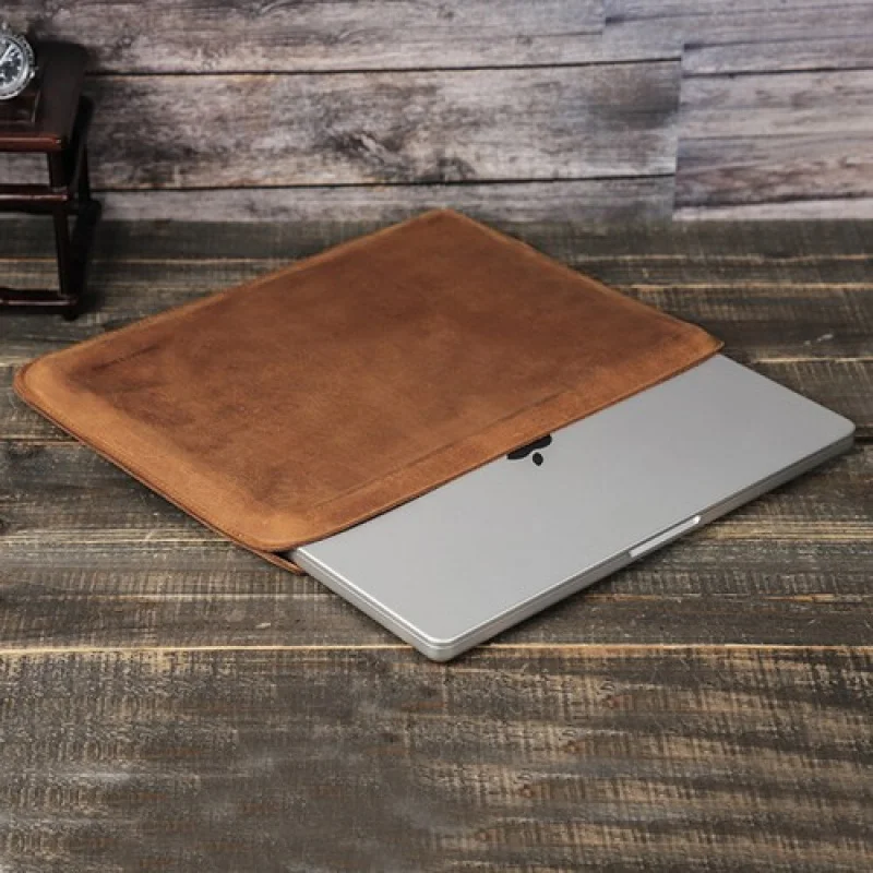 A+ Genuine Leather Laptop Sleeve Case For Apple Macbook Pro 16 14 M4/M3 Air Pro 13