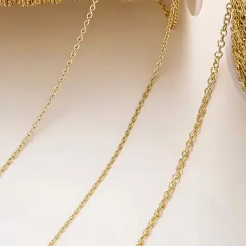 

14K Gold Plated Round O Cross Chain Loose Chain Handmade DIY Necklace Bracelet Jewelry Extension Chain Accessories Material