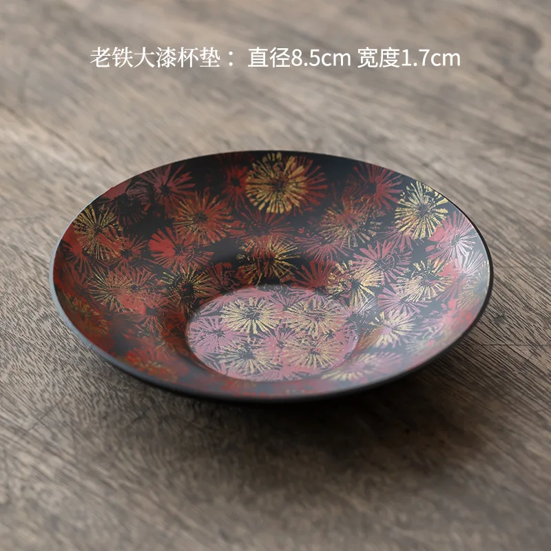 YFY old wrought iron teacup pad household kung fu tea set handmade compartment pad tea holder cup holder tea ceremony