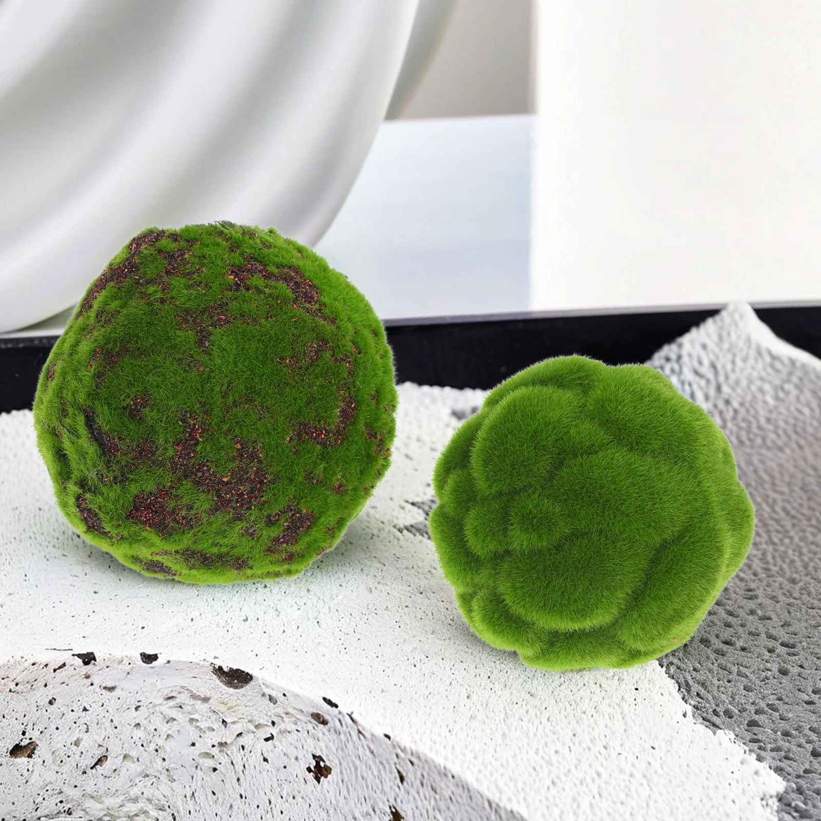 

2 Pcs Artificial balls Simulated Grass Decorative Vase Filler Faux Topiary Green Non Fading Commercial Residential Plant