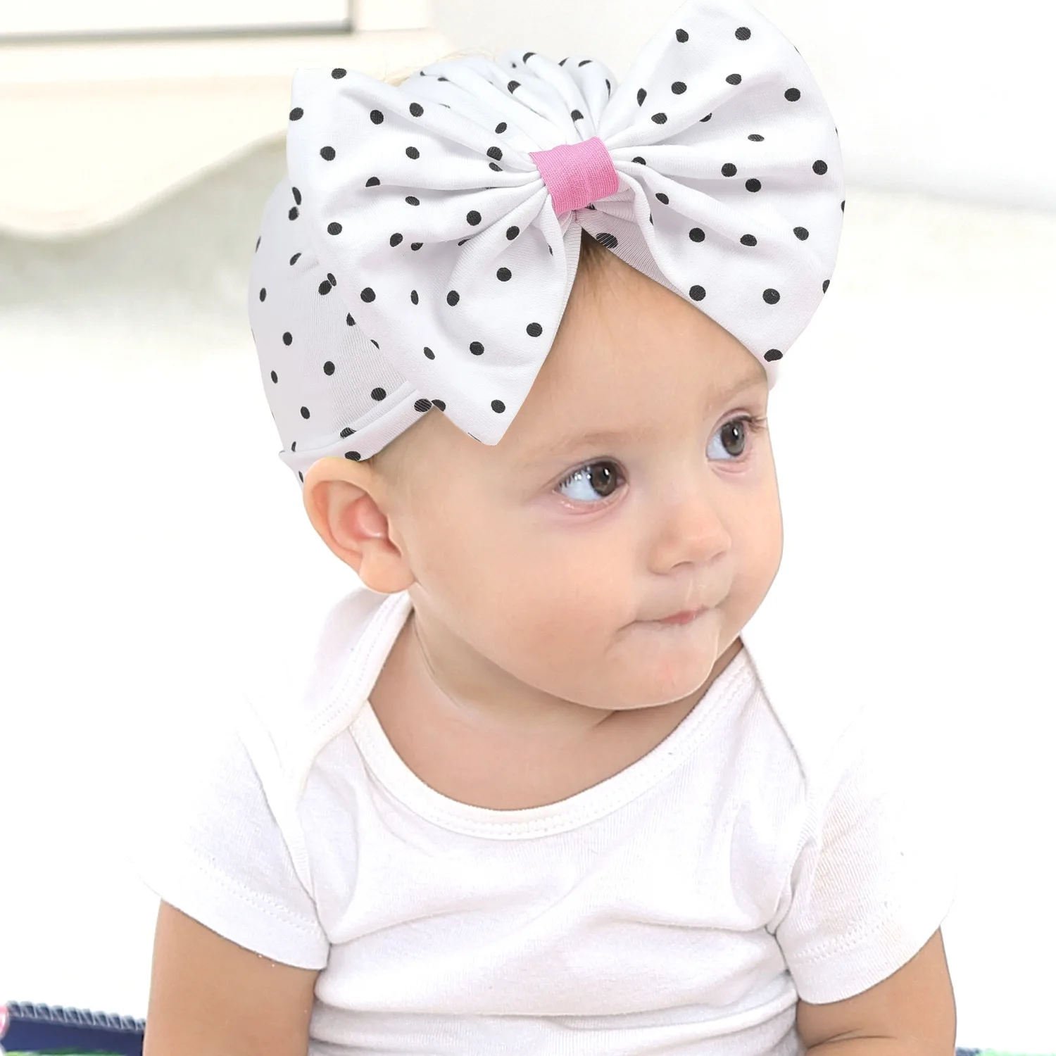 Cute Bows Baby Turban Hat Soft Cotton Kids Baby Girls Hats Beanie Striped Newborn Cap Bonnet Headwrap Infant Caps