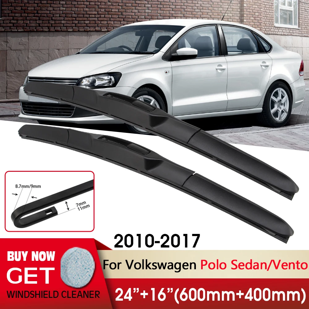 

Car Wiper Front Wiper Blades 24"+16" For Volkswagen Polo Sedan/Vento 2010-2017 Front Windscreen Wipers Auto Accessories