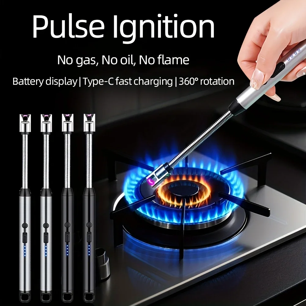 Briquet électronique de cuisine extérieure de Type C, Rechargeable avec verrouillage de sécurité, adapté à la bougie, cuisinière à gaz, accessoires de fumée, 3 pièces, nouveau