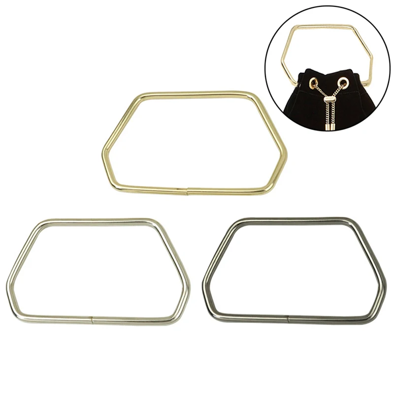 Strong Hexagonal Trapezoid Metal Handle For Handbags Luggage Hardware DIY Bag Accessory Gift Box Strap Gold Silver Purse Frame